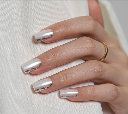 Jagged Silver Chrome DIY Manicure Kit