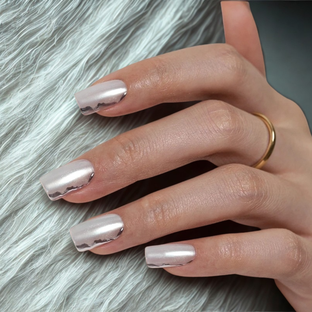 Jagged Silver Chrome DIY Manicure Kit