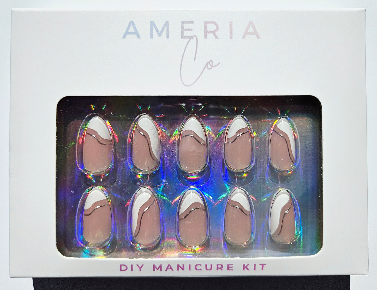 White Abstract DIY Manicure Kit